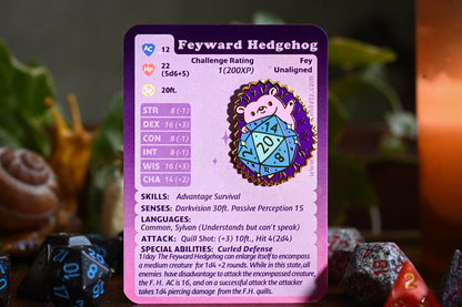 DND Hedgehog Enamel Pin - With Stat Block - UniversalTrinkets - Enamel Pin