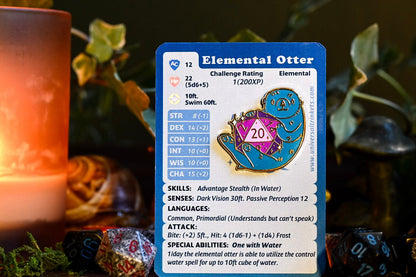 Fantasy Otter Enamel Pin shown with backing card