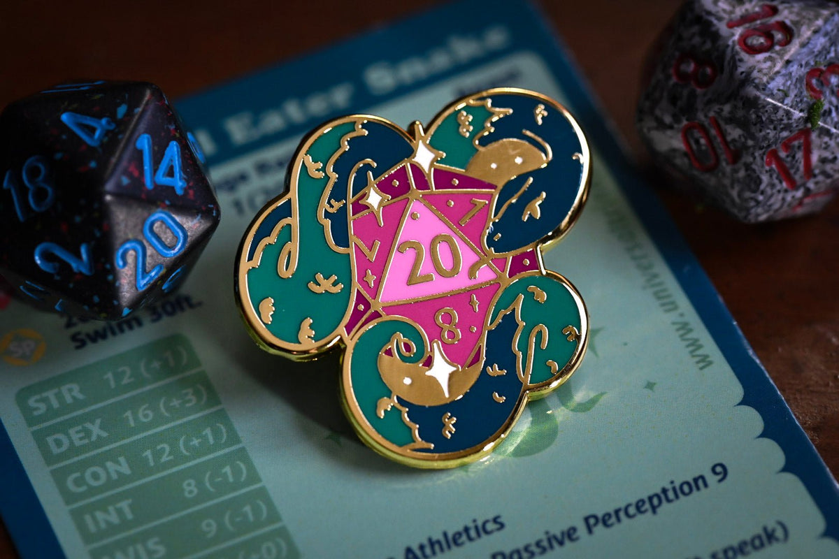 Fantasy Snake Enamel Pin - multicolor hard enamel pin with butterfly clutch back
