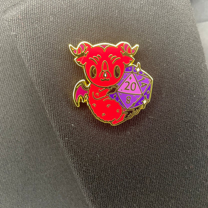 DND Devil Enamel Pin - With Stat Black - UniversalTrinkets - Enamel Pin